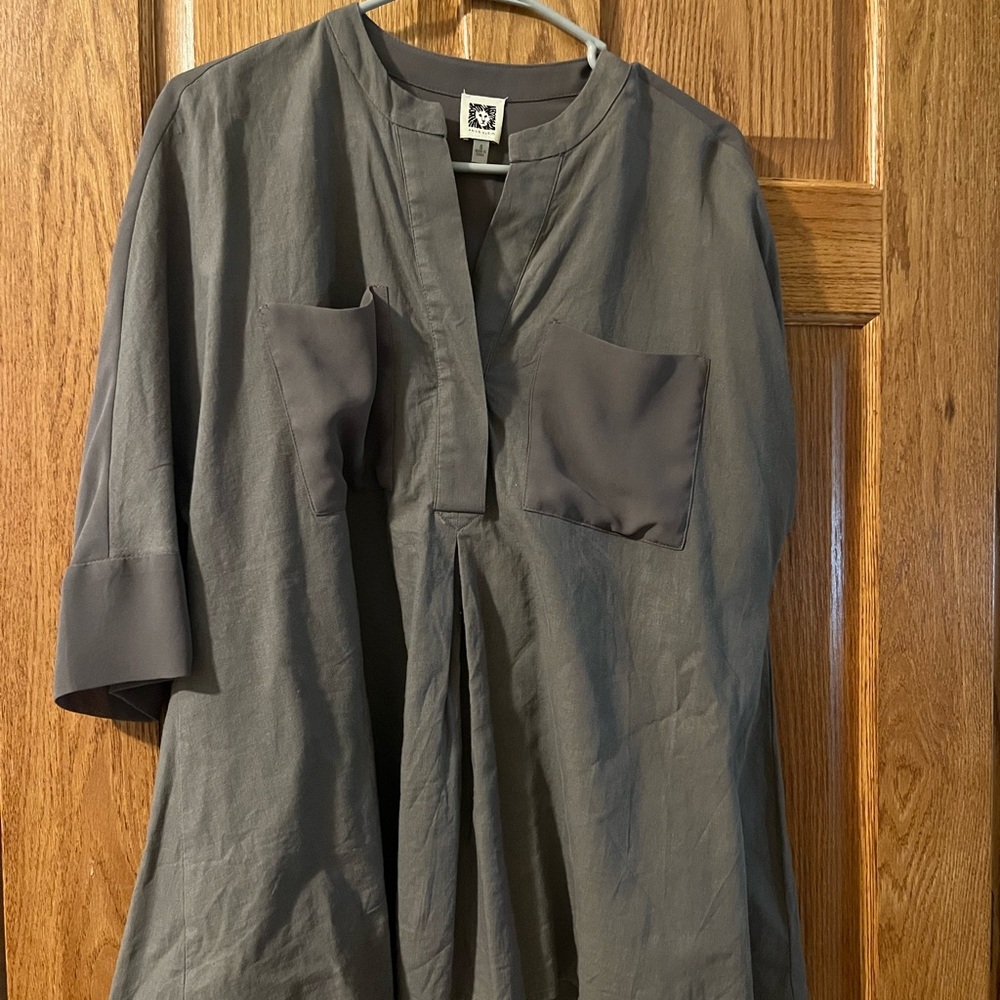 Anne Klein Charcoal V-Neck Top
